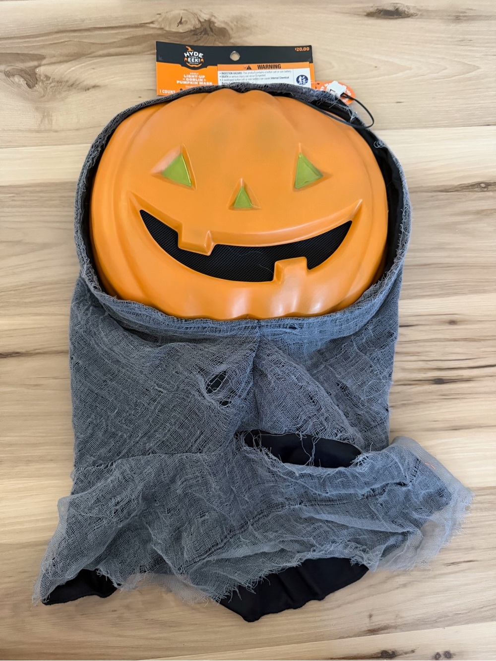 New Hyde and Eek adult light up goblin pumpkin mask